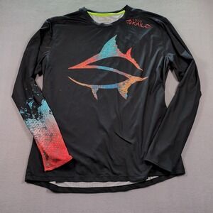 Loco Skailz Mens SZ XL Perfomance Long Sleeve Shirt Thumb Holes Fish Scale Black